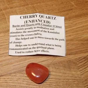 Cherry Quartz Enhanced Polished Stone with Card