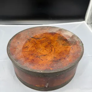 Antique Round Bentwood Pantry Box with Metal Banding