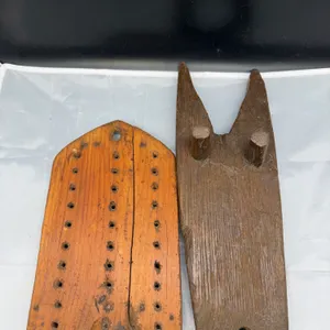 Antique Primitive Wooden Cribbage Board & Boot Jack