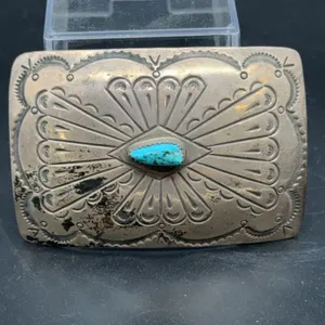 Vintage Southwestern Style Sterling Buckle with Turquoise-Colored Stone