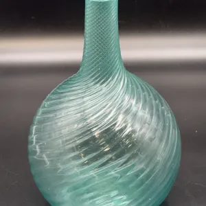 Vintage Aqua Blue Swirl Art Glass Bud Vase