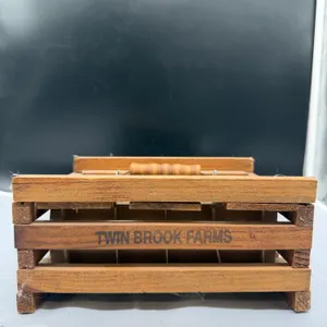 Vintage Twin Brook Farms Wooden Milk Bottle Carrier Crate