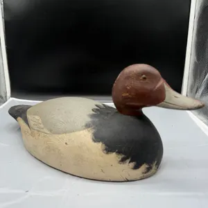 Vintage Hand-Carved Wooden Canvasback Drake Duck Hunting Decoy