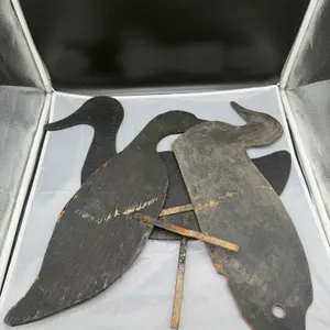 Vintage Wooden Waterfowl Duck Silhouette Decoys with Metal Stakes