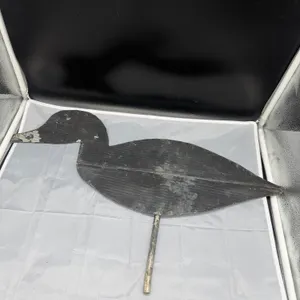Vintage Black Painted Wooden Duck Silhouette Hunting Decoy