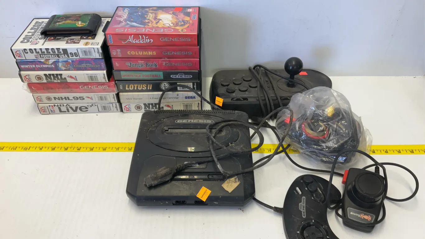 Sega Genesis Game System, Joysticks, Assortment of Games