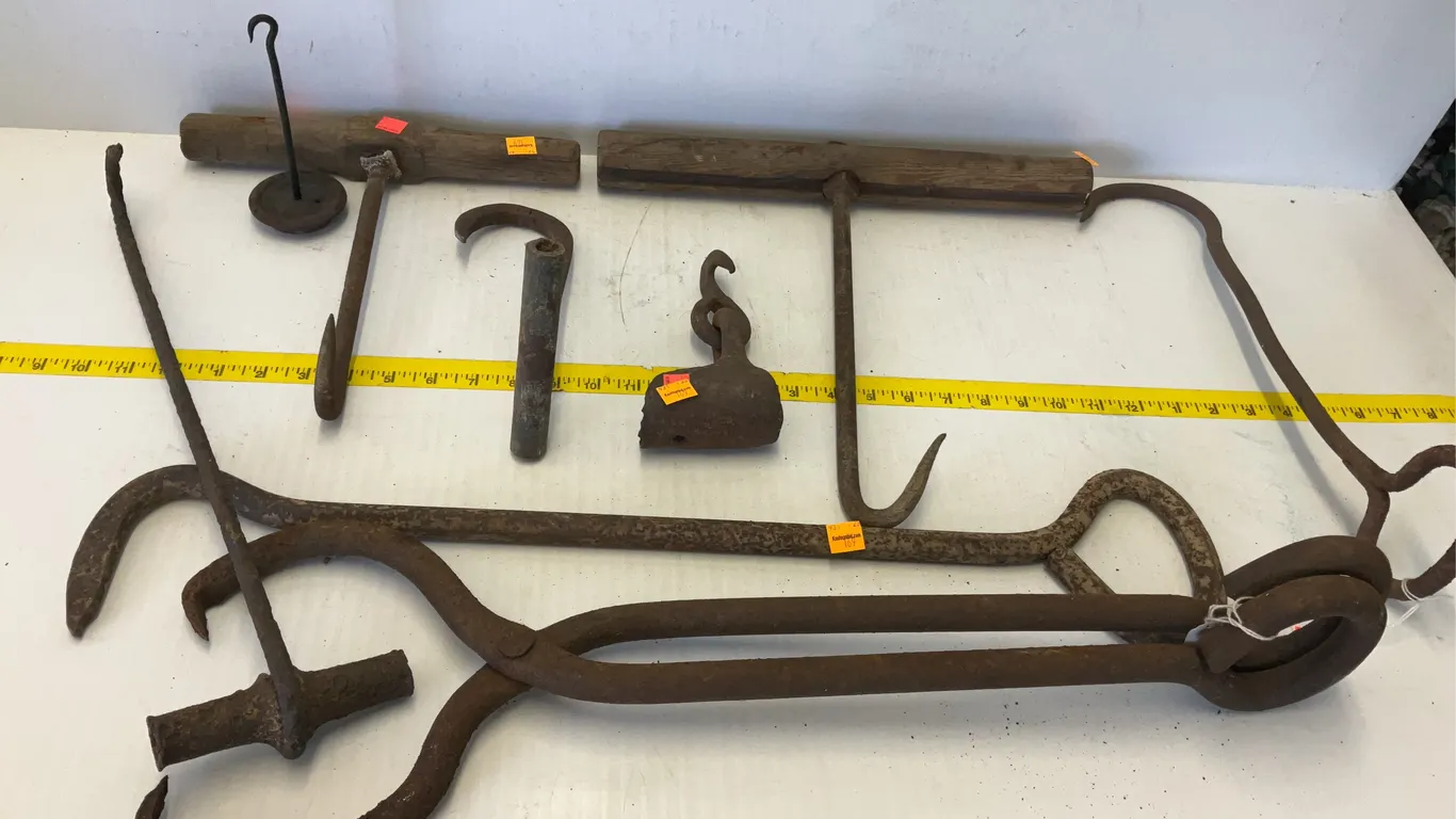 Vintage Meat Hooks, Hay Hooks, Vintage Blacksmith Tongs
