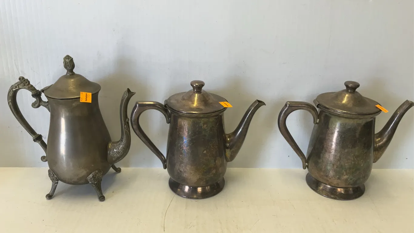 (3) Silverplated Tea Kettles