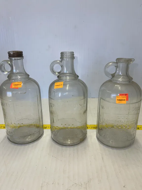 (3) White House Vinegar Glass Jugs
