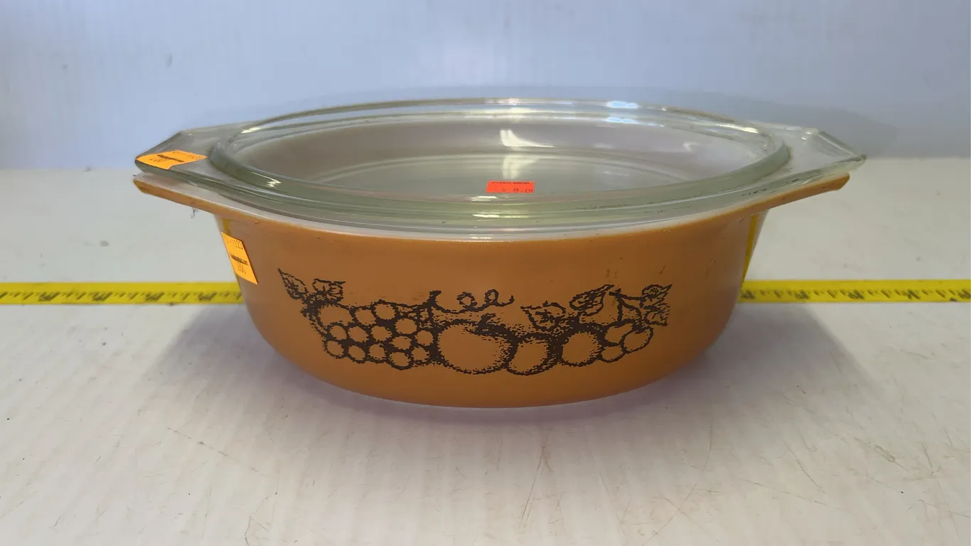 Vintage Pyrex Old Orchard Lidded Casserole Dish