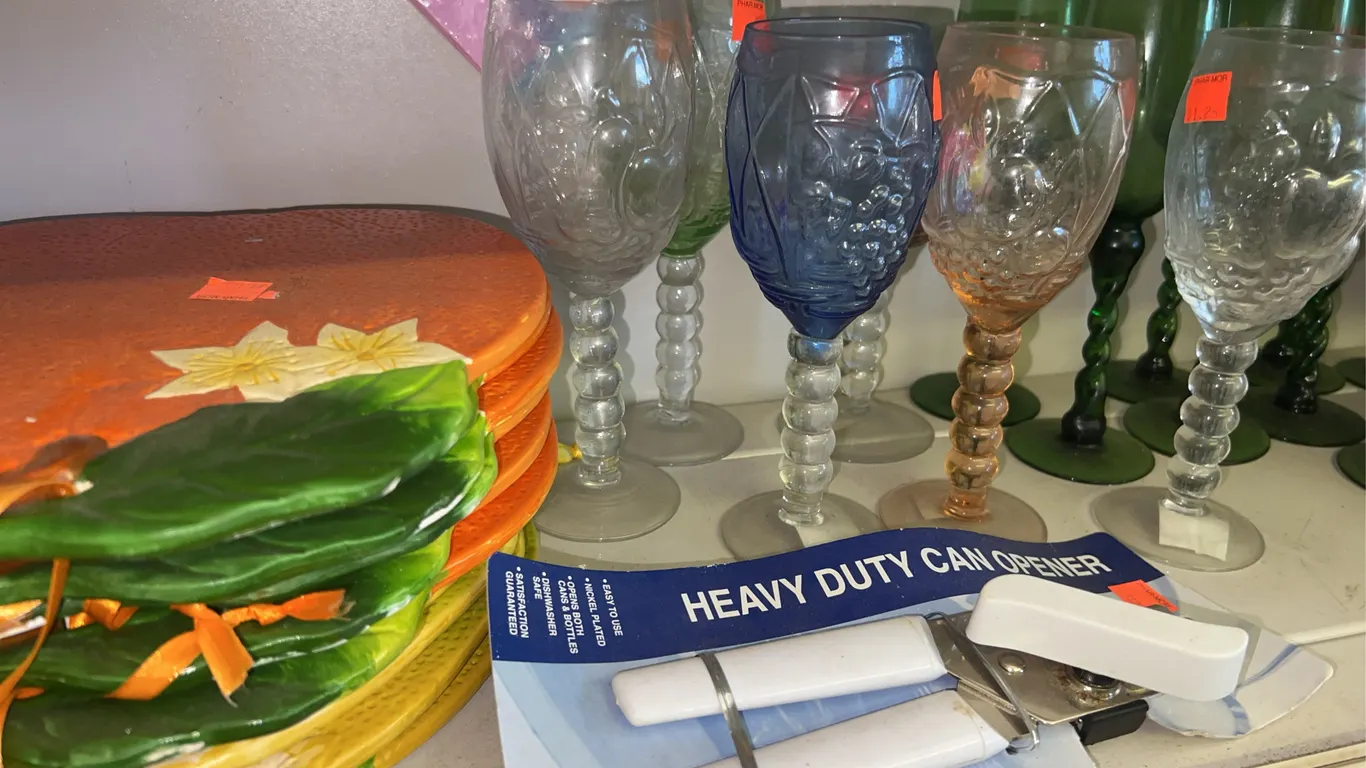 Glass Goblets, Ceramic Pumpkin Plates, Etc,