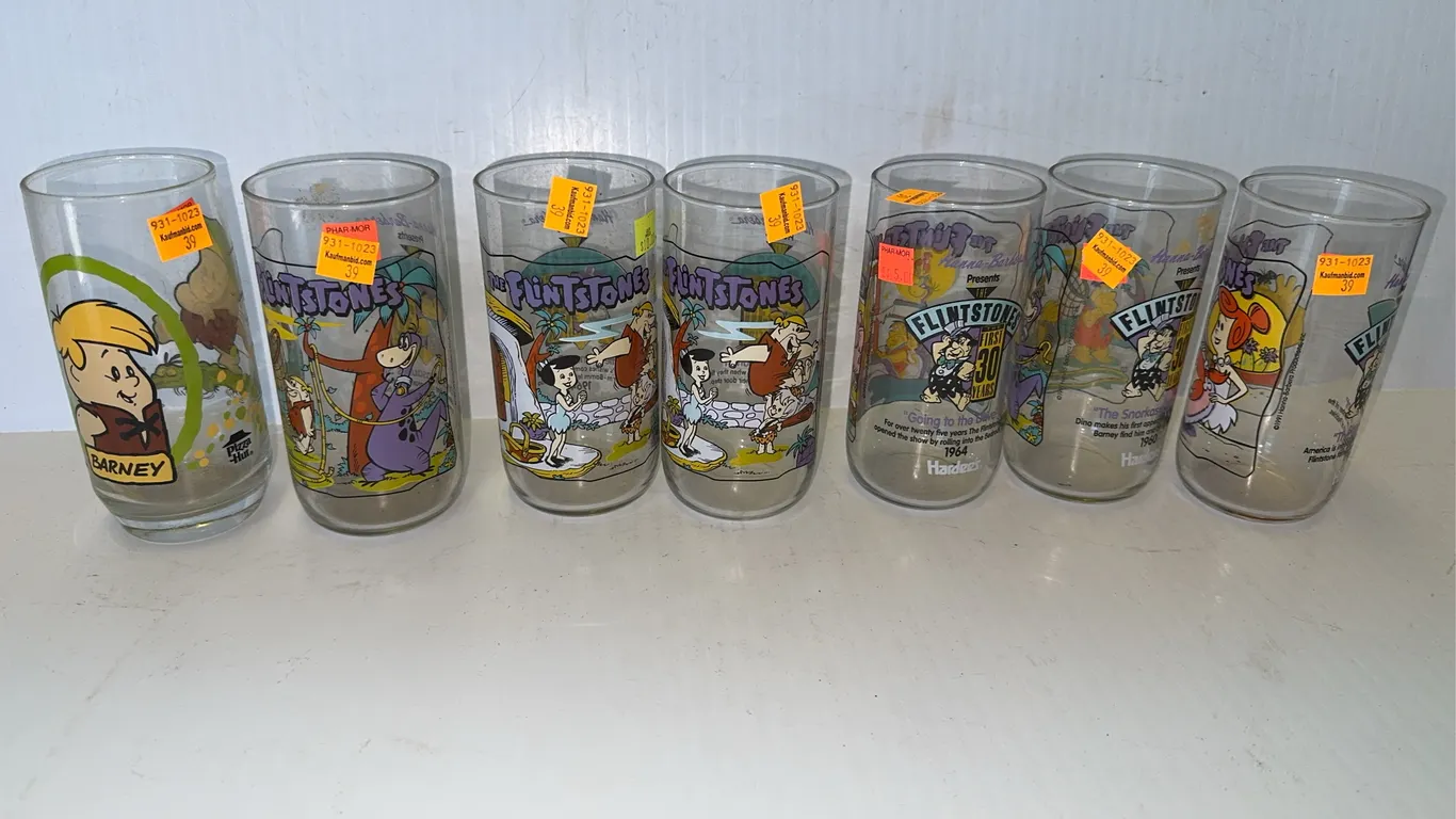 Flint stones themed glasses