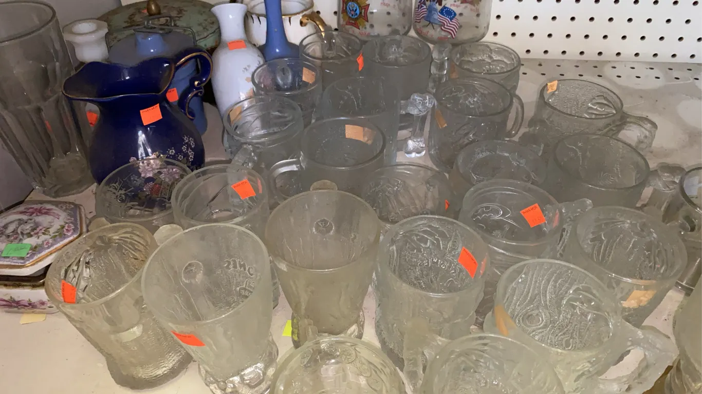 Assorted Glasses, Vases, Dishes