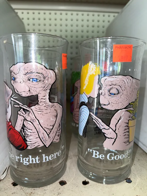(4) Vintage ET Cartoon Drinking Glasses