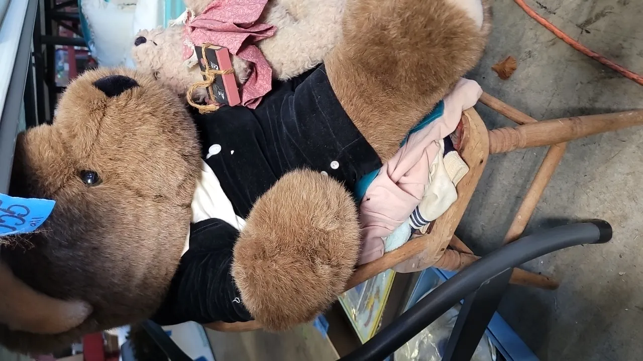 TEDDY BEARS, SMALL CHAIR & more