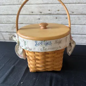 Longaberger Handwoven Basket with Lid and Liner