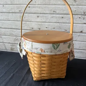 Longaberger Handwoven Basket with Wooden Lid