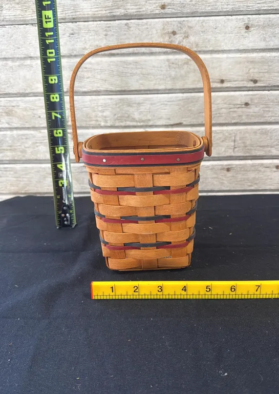 Longaberger Woven Basket Red and Blue Accent