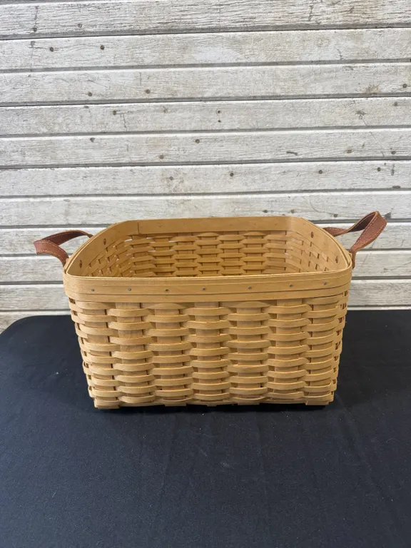 Longaberger Rectangular Basket w/ Leather Handles