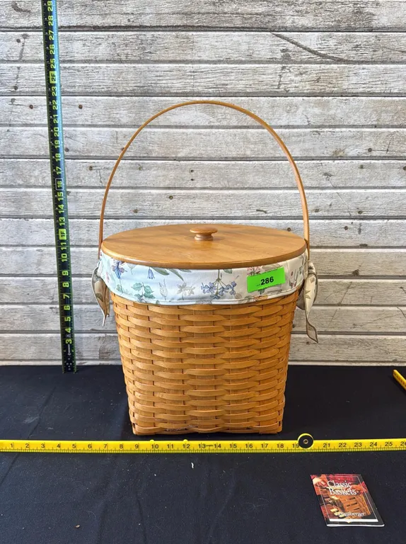 Longaberger Woven Basket with Lid and Liner