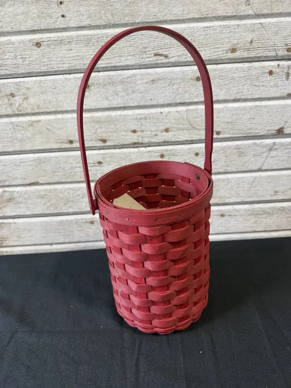 Longaberger Red Cylindrical Basket 2006