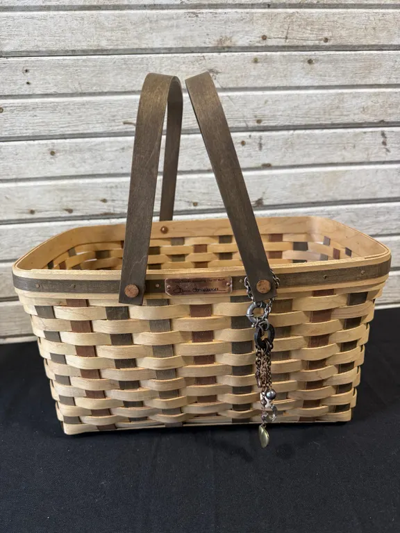 Longaberger Woven Basket with Decorative Charm