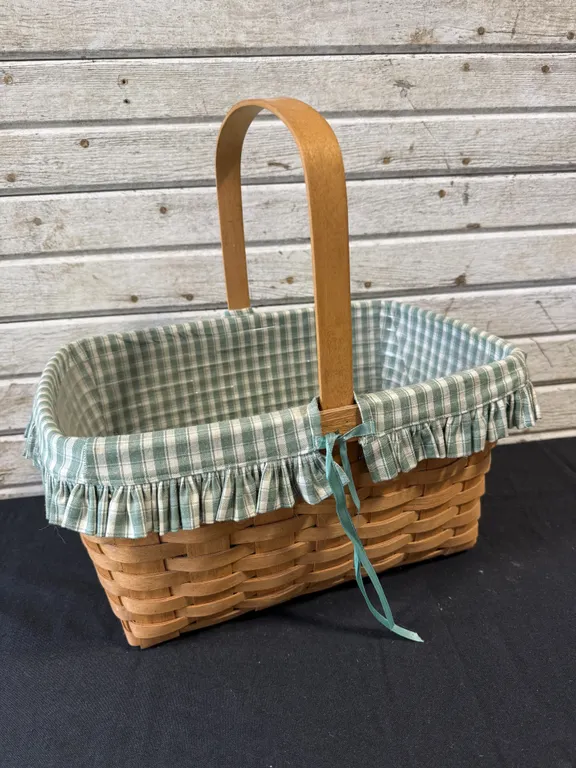 Longaberger Handwoven Basket with Ruffled Liner