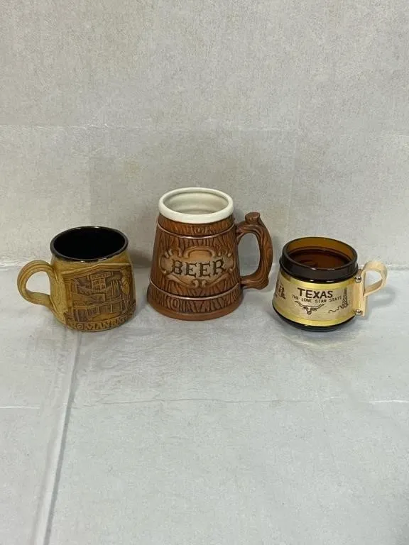 3 Ceramic and Glass Mugs
