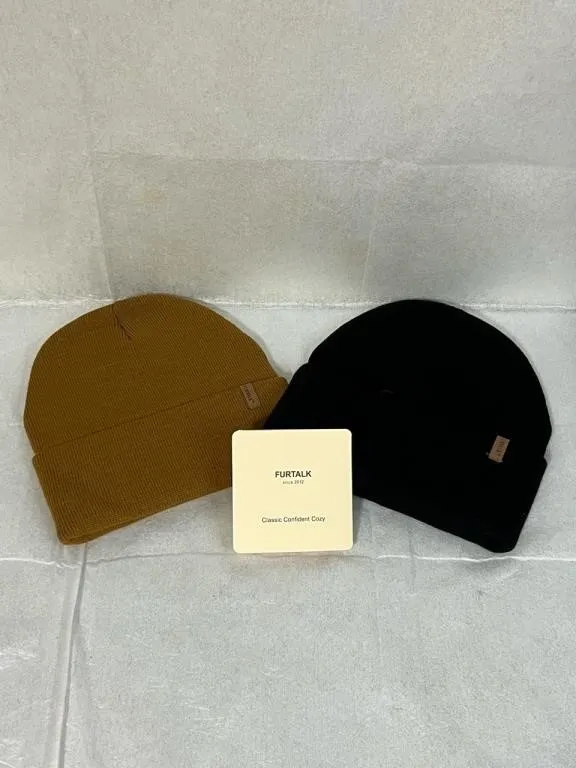 2 New Furtalk Cuffed Beanies
