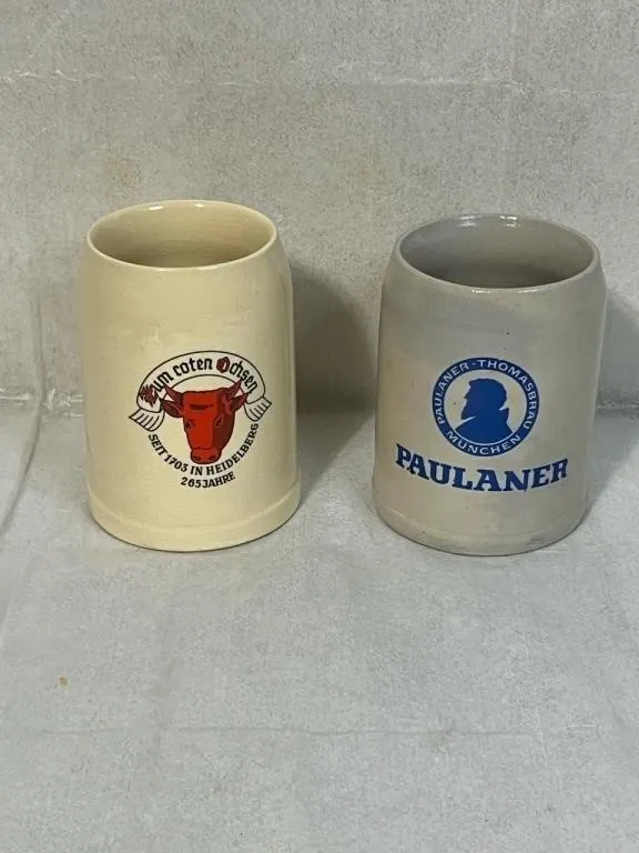 2 Vintage Heavy Ceramic Mugs