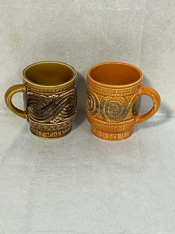 2 Vintage Stacking Mugs - Japan Made