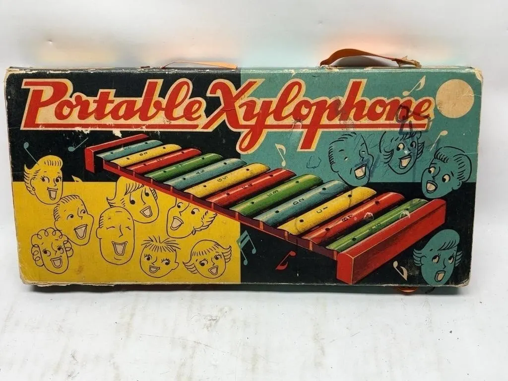 Vintage Portable Xylophone Toy in Box
