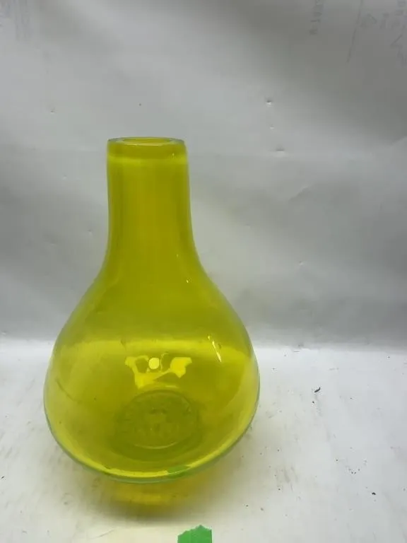 Yellow Glass Bud Vase, Bulbous Shape