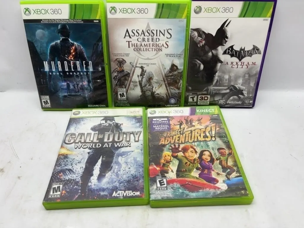 Xbox 360 Game Lot of 5 - CoD, Batman, Assassin's