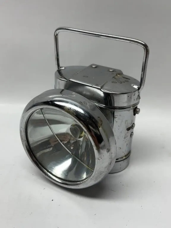 Vintage Chrome Miner's Headlamp, Made in Hong Kong