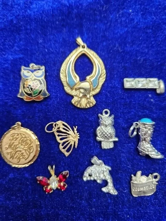 Vintage Charm Lot - Owls, Butterfly, Dolphin,