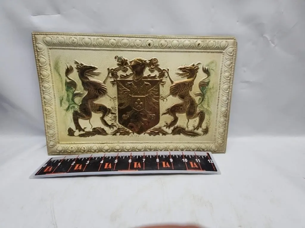 Embossed Brass Coat of Arms Wall Plaque