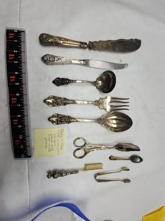 Vintage Silverware Flatware Set with Tongs &