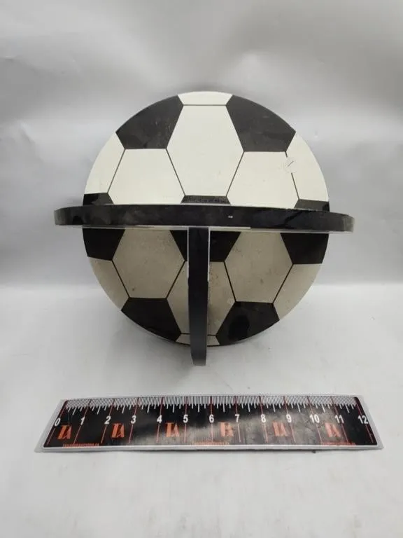 Soccer Ball Design Round Wall Shelf