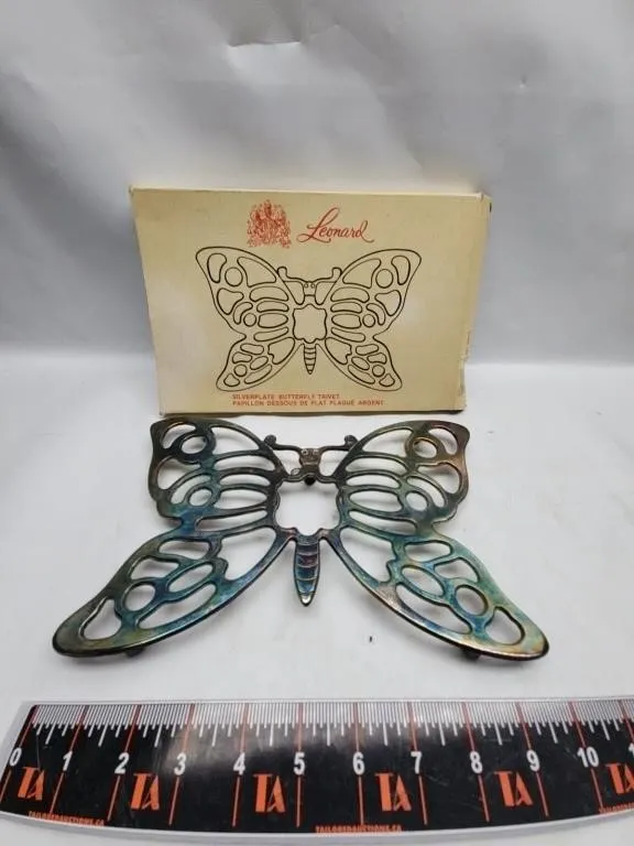 Leonard Silverplate Butterfly Trivet with Box
