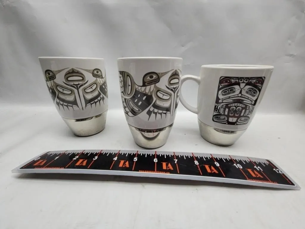 Set of 3 Northwest Coast Native Art Mugs