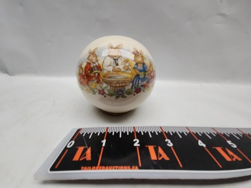 Ceramic Bunny Family Ball with Cork Base