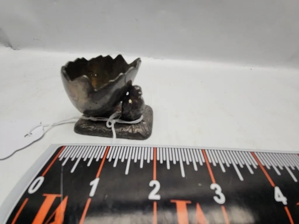 Figural Cracked Egg Salt Dish with Mouse