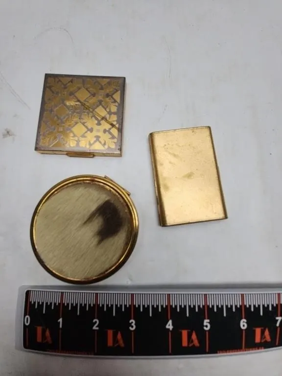 Vintage Compact Mirrors and Card Case, 3 Pieces