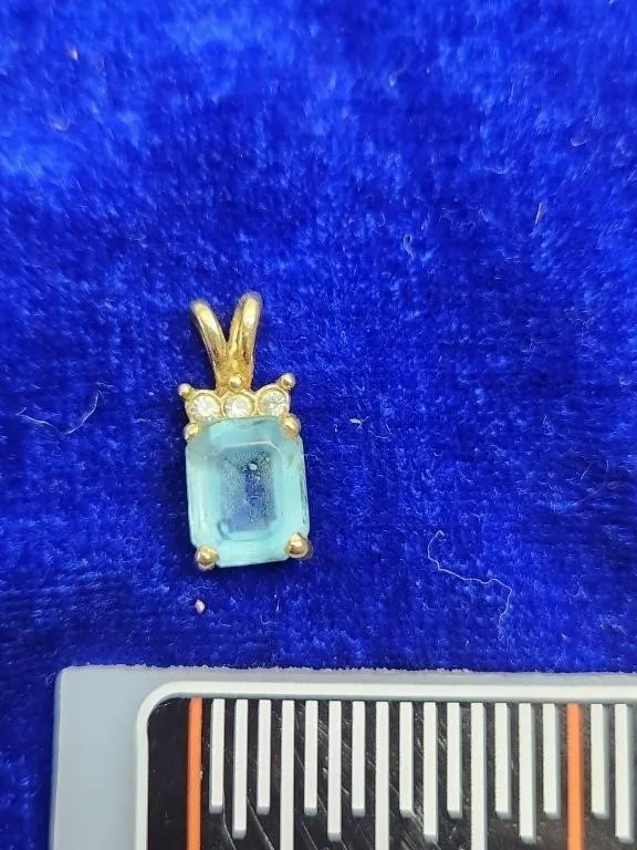 Gold-Tone Blue Stone Pendants