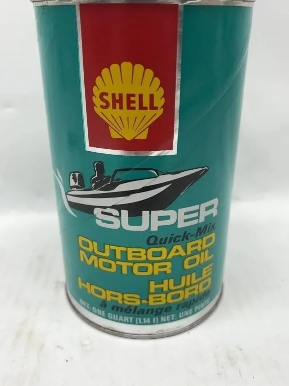 Shell Super Outboard Motor Oil Can, One Quart