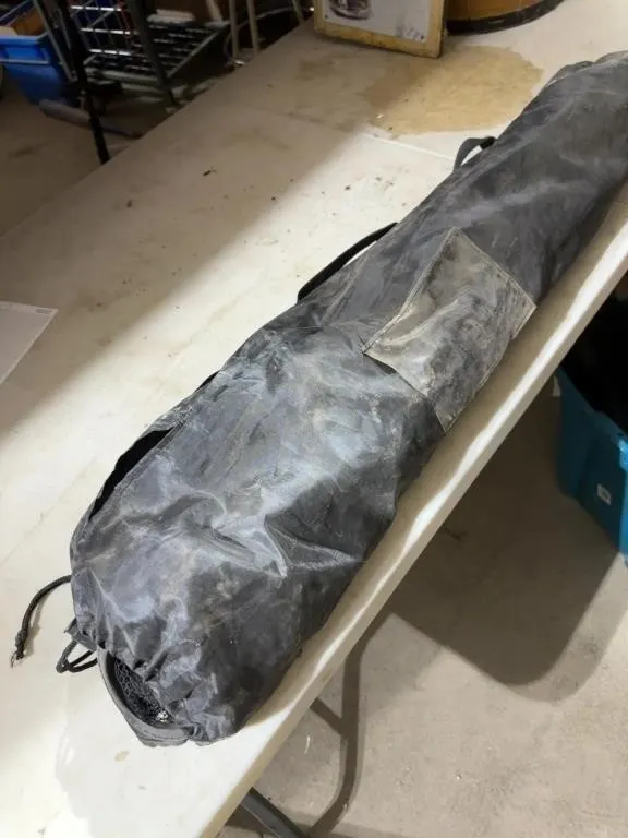 Long Gray Drawstring Storage Bag