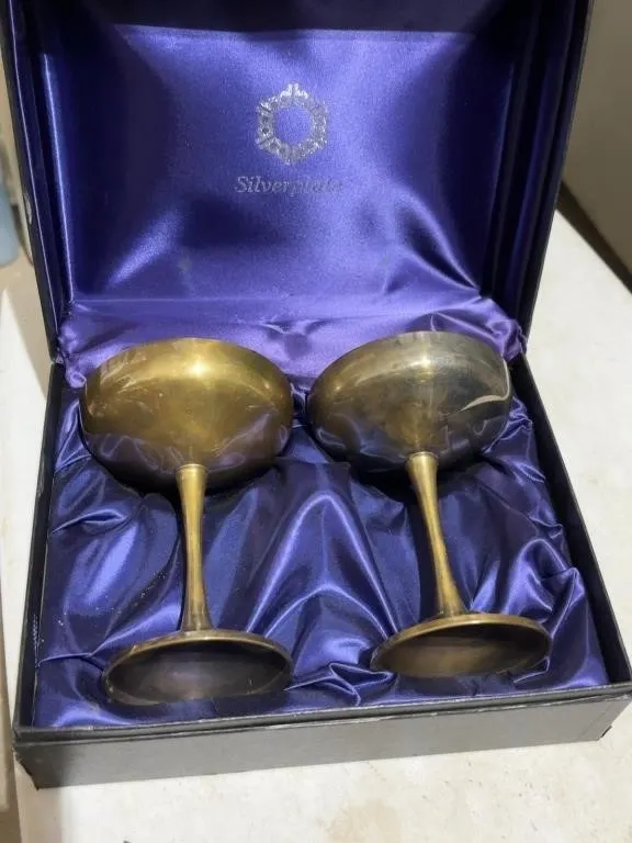 Silverplate Goblets, Set of 2, with Case