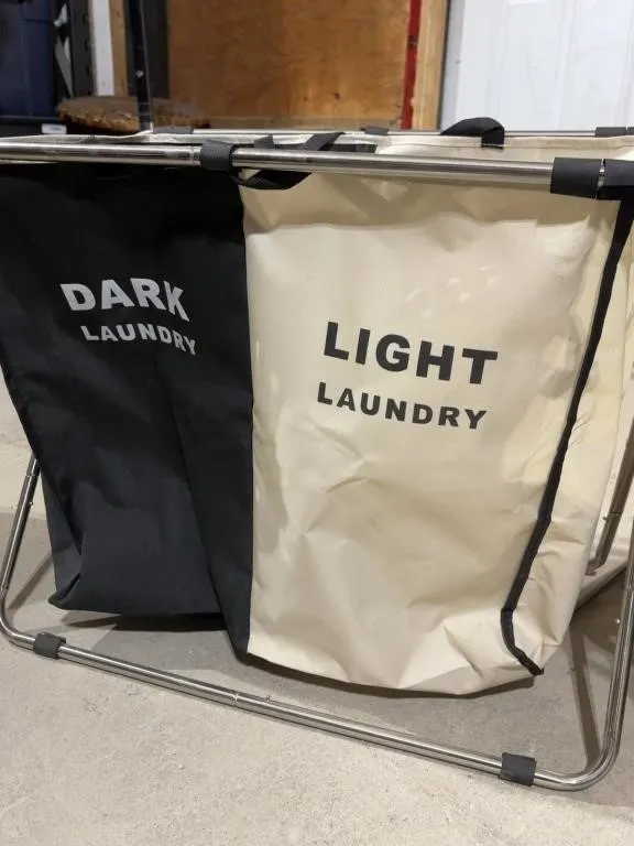 2-Section Dark Light Laundry Sorter Cart