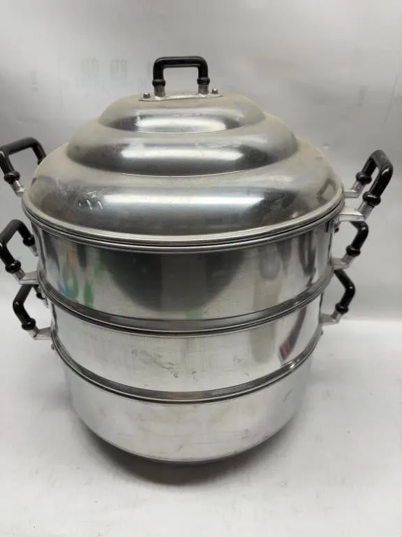 Aluminum Steamer Pot with Bamboo Steamer Baskets
